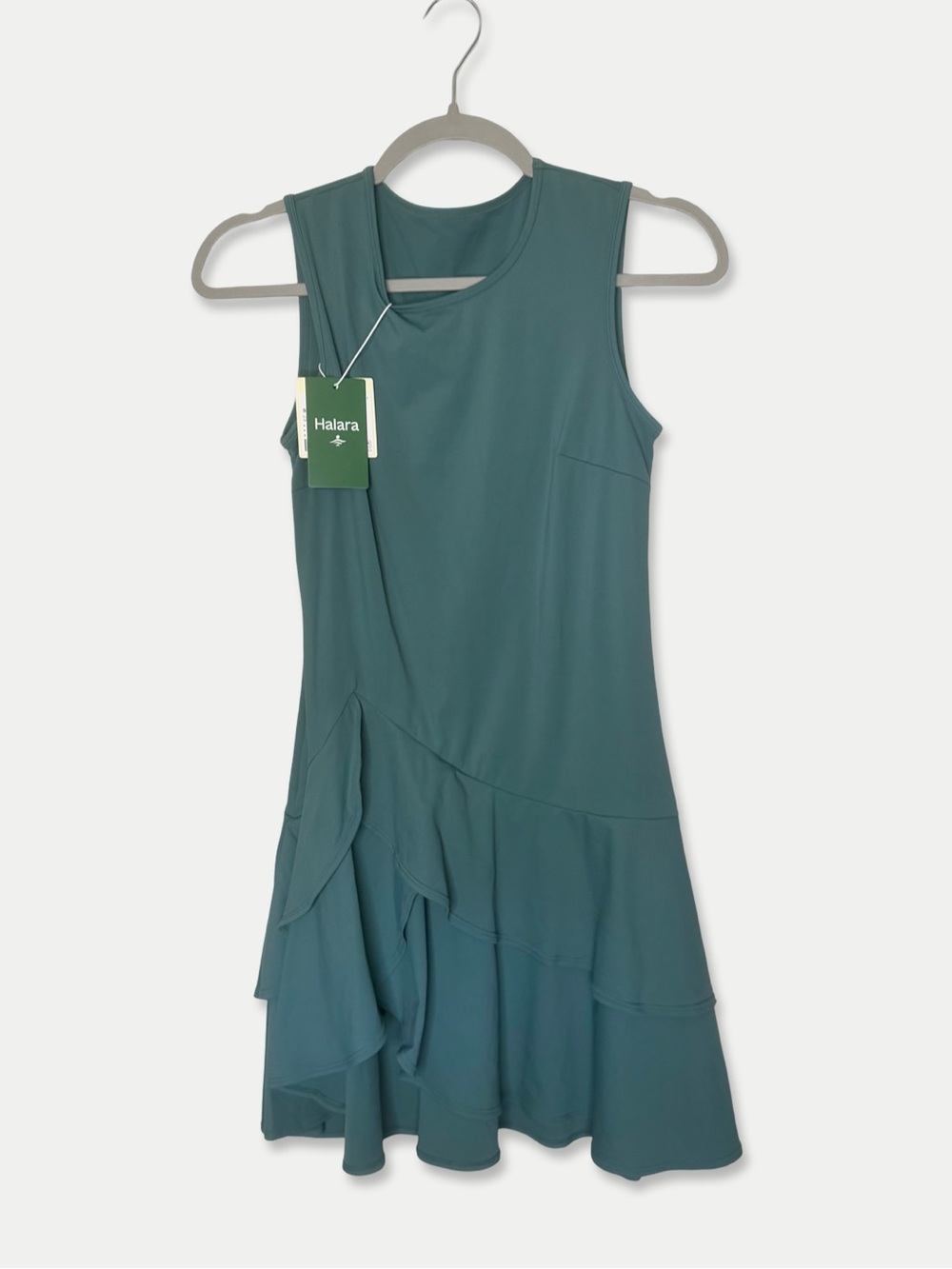Halara SoftlyZero Airy Teal Ruffle Hem Athletic Tennis Dress XS NWT